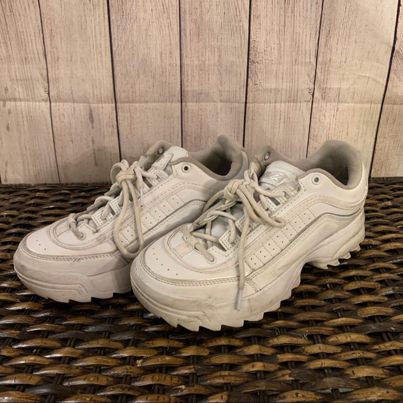 white chunky platform sneakers